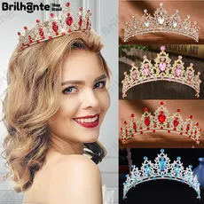 Tiara de Strass Barroca Luxuosa | Acessório de Princesa para Casamento & Festas