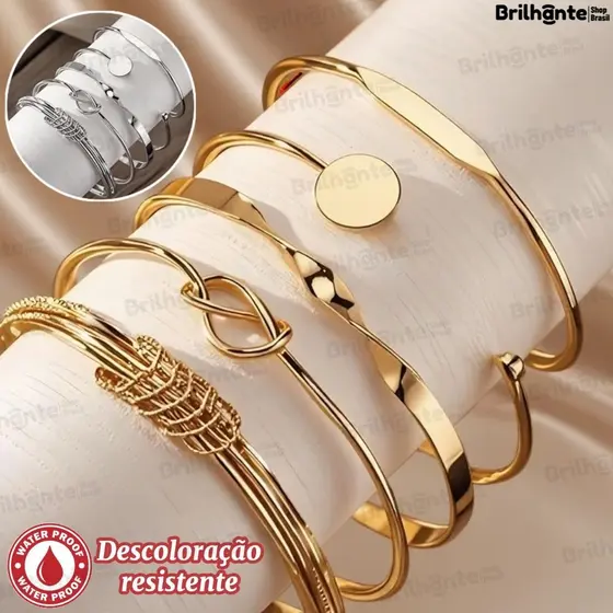 Conjunto De Pulseira De Torção Geométrica 5 Peças Para Mulheres Minimalista Empilhável Presente De Joias Da Sorte