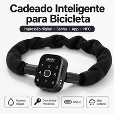 Cadeado Inteligente Bicicleta e Moto, Impressão Digital, Senha, Bluetooth, NFC, App, Antifurto