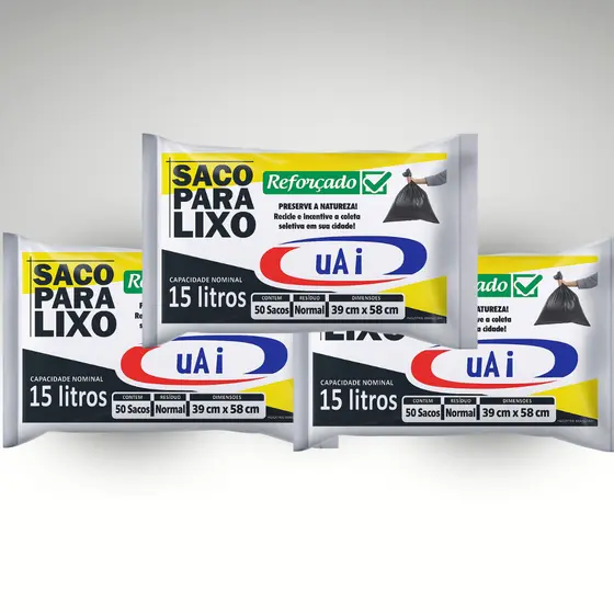 Saco De Lixo Kit 3 Pacotes 150 Unidades Branco Hospitalar 15 Litros Super Reforçado