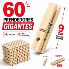 KIT Pregador GIGANTE de Madeira Reforçado – 12/24/36/48/60 Unidades – Alta Resistência