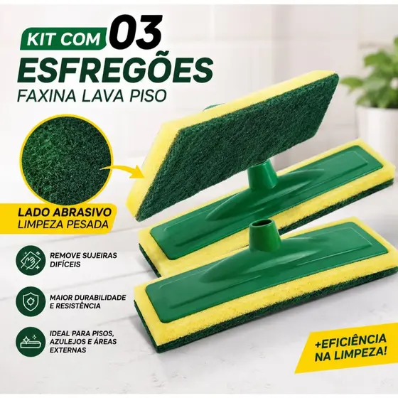 KIT C/01 / 02 / 03 Esfregão Lava Azulejo 3 Unidades, Rodo abrasivo rodo de limpeza