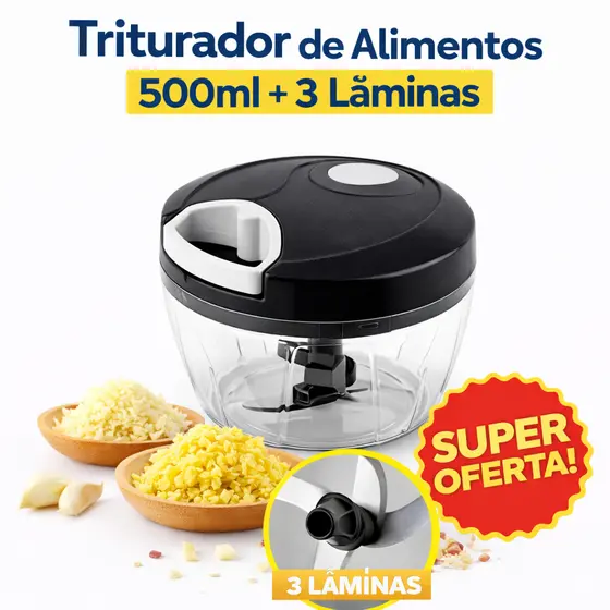 Processador Triturador Moedor De Alimentos Manual Alho 500ml ou 170ml