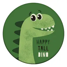 Tapete Redondo Decorativo Dinossauro 88x88 Antiderrapante Para Sala, Quarto e Escritório