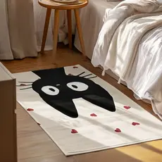Tapete Decorativo Gato Preto 118x70cm Antiderrapante Sala, Quarto e Escritório