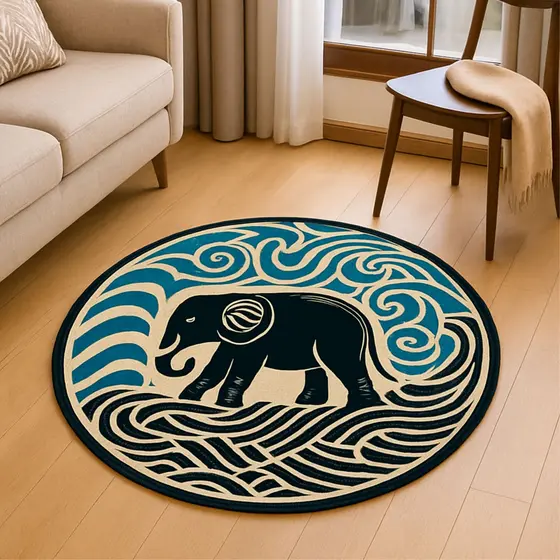 Tapete Redondo Decorativo Grande 88x88cm com Antiderrapante