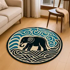Tapete Redondo Decorativo Grande 88x88cm com Antiderrapante