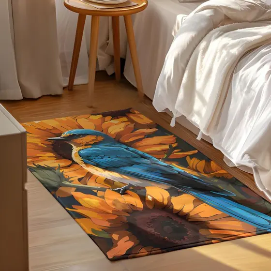 Tapete Decorativo Pássaro 118x70cm Antiderrapante Sala, Quarto e Escritório