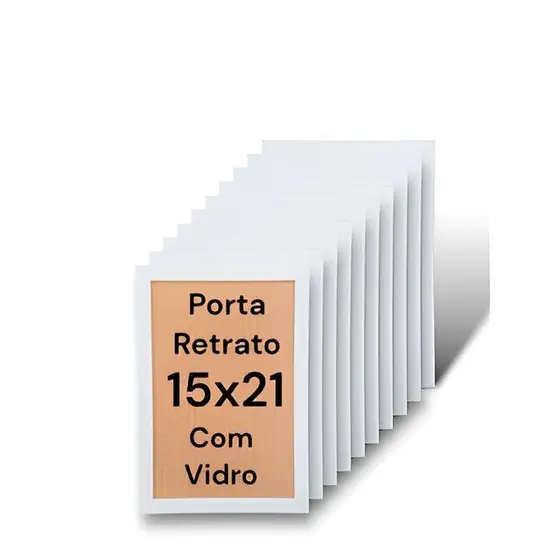 Kit 15 Porta Retrato 15x21 Decorativo Moldura Branca e Preta Com Vidro