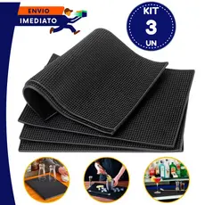 Jogo 03 UN Tapete Escorredor de Louça Emborrachado med 30X15 Antiderrapante para Secar Louça Preparar Drinks Barmen