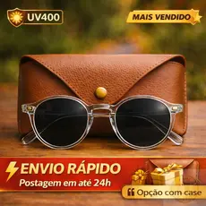 Óculos de Sol Redondo BeHaver Transparente | Lente Cinza New Gray | Unissex UV400 Clássico 2026 Moda