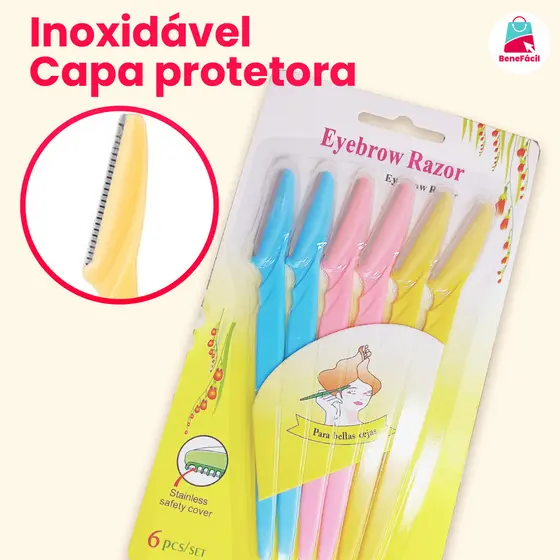 Kit 6/12/18 Lâminas para Sobrancelhas com Proteção – Ideal para Aparar Pelos Finos do Rosto