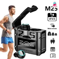 TWS M25/E6S Fone De Ouvido Sem Fio Bluetooth 5.3 À Prova D'água 9D Stereo Sports Earbuds LED Microphoe Novo