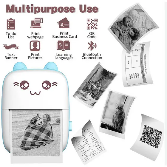 ‌Impressora Térmica Portátil Wi-Fi/Bluetooth - Imprime Fotos, Stickers e Memes (App iOS/Android)+5 rolo papel