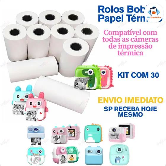 Bobina Térmica Rolo De Papel Branco Refil Para Mini Impressora Portátil e Câmera Instantânea
