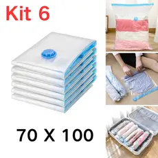 Kit 6 Saco a Vácuo Para Roupa Viagem Mala Edredon 70X100 Organizador Guarda Roupa