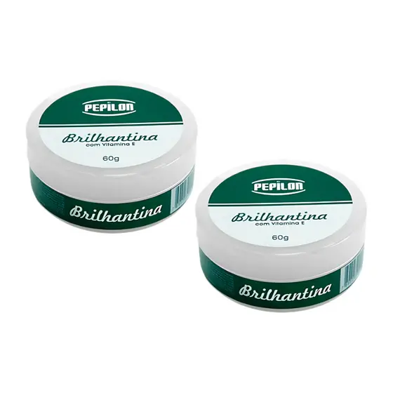 Kit 2 Brilhantina Pomada Modeladora Capilar Hidratante Com Vitamina E Pepilon 60g