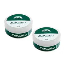 Kit 2 Brilhantina Pomada Modeladora Capilar Hidratante Com Vitamina E Pepilon 60g