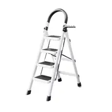Escadas Dobravel 4 Degraus Escadaria Tesoura Portatil com Plataforma Larga em Aço Resistente Antiderrapante Articulada