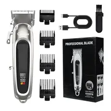 MÁquina de Cortar Cabelo Profissional Sem Fio Bivolt 2000mAh LÃ¡mina de Aco Carbono noxidável Silencioso impermeável