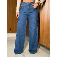 calça jeans cargo feminina empina bumbum super tendencia alta qualidade cintura alta vários cores disponíveis