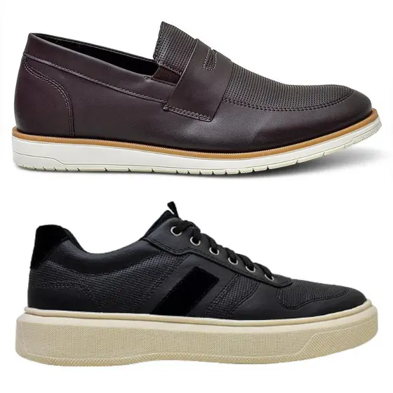 Kit Mocassim Oxford + Sapatênis Masculino Confortável e Leve