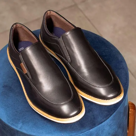 Mocassim Masculino Casual Bkarellus Easy Fit Platinum Preto Marrom Elegante