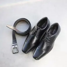 Sapato Social Masculino Social Trabalho Dia a Dia Com Cinto Casual Couro Sintético