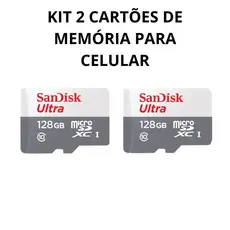 Kit 2 cartões de memória 128gb ultra muito mais memória smartphone