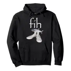 Moletom Fih Tênis Capote Peixe Engraçado Misspelled Meme Capuz Streetwear Casual Blusão Inverno