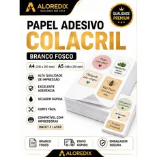 Papel Adesivo Colacril Branco Fosco A4 / A5 – Alta Qualidade para Impressão Inkjet e Laser