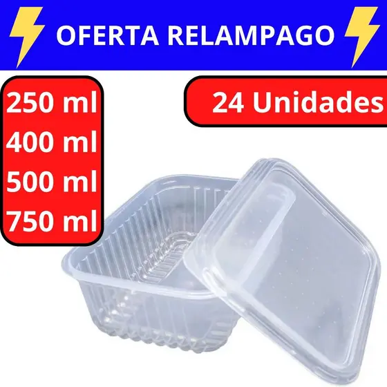 24 Pote Marmita Embalagem Descartável Fitness Fit Freezer Microondas Armazenamento Alimentos Comida