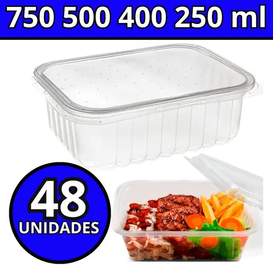 Pote Embalagem Marmita Descartavel Rentagular Plastico 500ml 350ml 250ml 750 ml