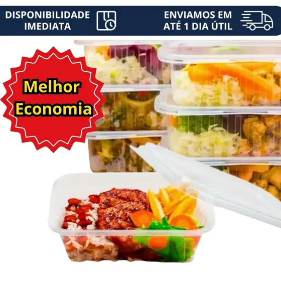 Kit Pote Embalagem Marmita Descartavel 1000 ml 500 ml 350 ml 250ml 750 ml Microondas e Freezer