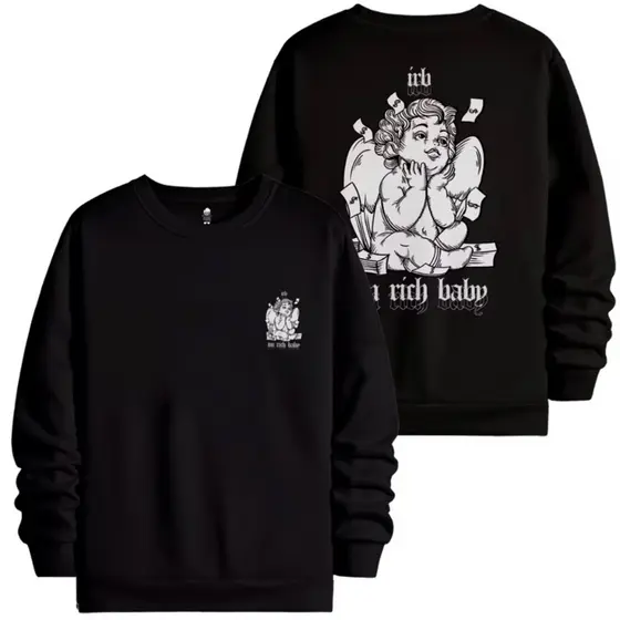 Moletom Gola Redonda Blusa De Frio Casaco Anjo Money Streetwear Cartton Style I'm Rich Baby
