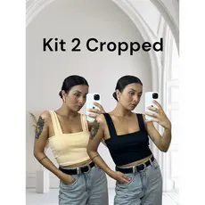 Kit 2 Cropped Feminino Blusinha Básica Adulto Moda Blogueira Combo Promoção Lançamento Confortável Canelada Rebanna