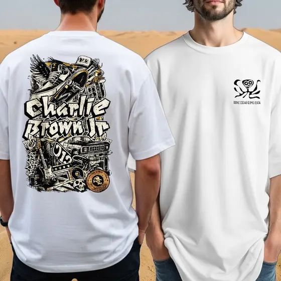 Camiseta Charlie Brown Jr. manga curta Streetwear estilo americano