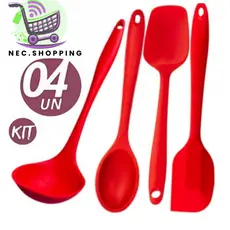Kit jogo 4 Utensílios de Cozinha Silicone Resistente Casa Buffet Restaurante confeiteria