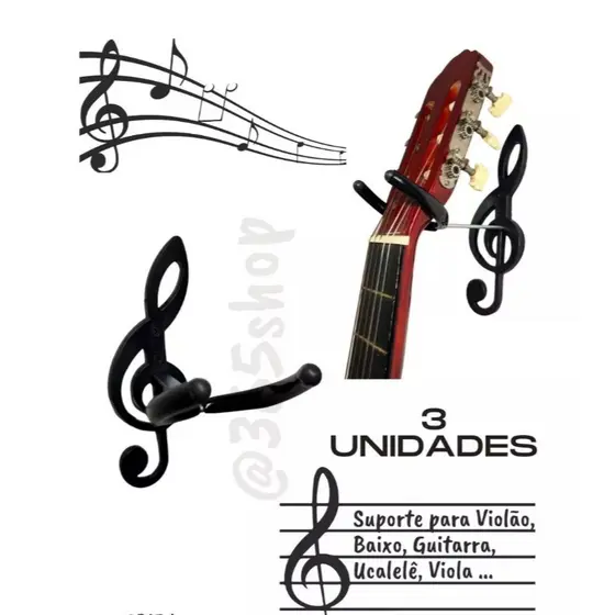 10 Suportes para Violão de Parede; Guitarra; Uculelê; Baixo; Viola.