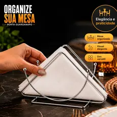 Porta Guardanapo de Mesa Aramado Aço Cromado Suporte Cozinha Bar Restaurante