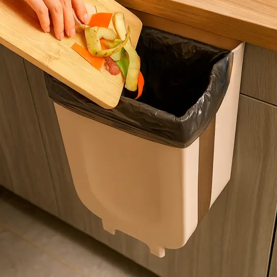 Lixeira Dobrável de Armário 6L Porta de Pia Cozinha - Acoplável - Ideal para Bancada e Pia