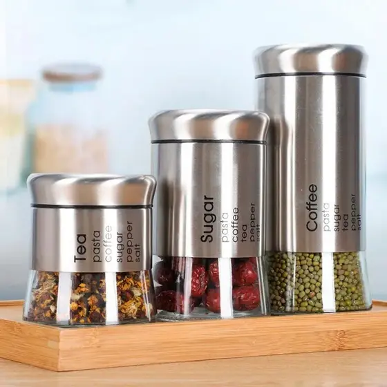 Conjunto de 3 Potes Will Inox e Vidro Porta Mantimentos - Bhz Store
