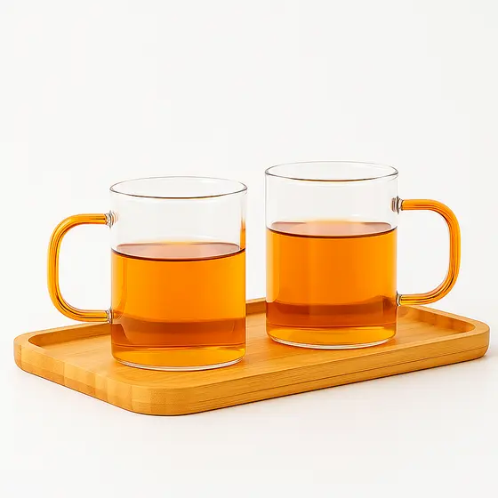 Caneca de Vidro 300ml Com Alça Colorida Café Chá 2 Unidades
