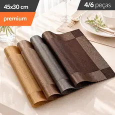 Kit 4 ou 6 jogo americano Tapete De Mesa Posta Redondo Design Elegante Impermeável