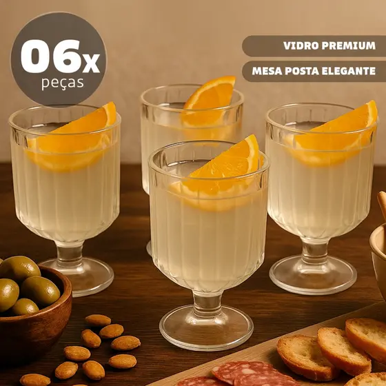 Taças De Vidro 250ml Canecas Ridged 6 Peças