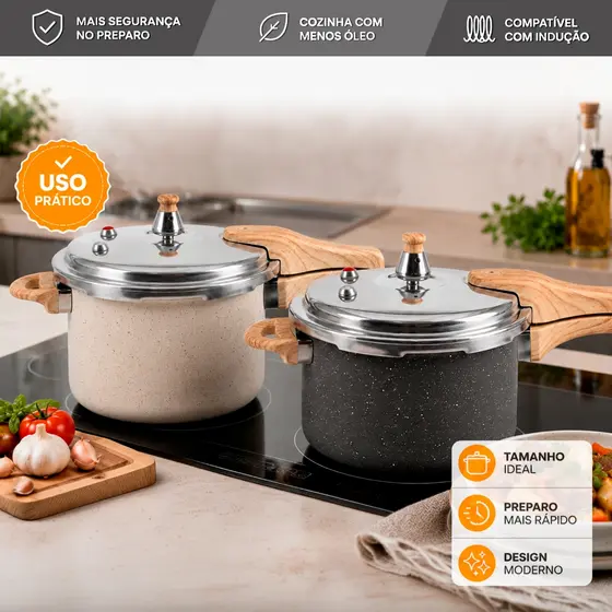 Panela De Pressão Vanilla Antiaderente Cabo Segura