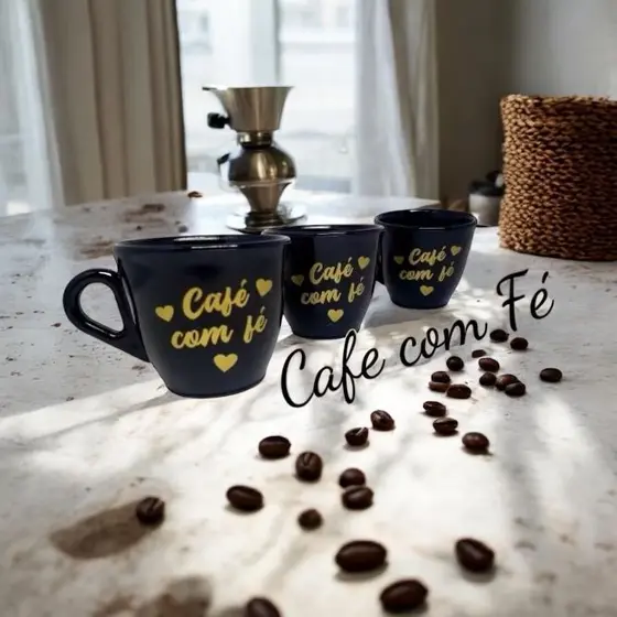 Kit 50 Xícaras café com Fé para grandes eventos