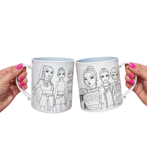 KIT C/ ATE 50 Canecas Plásticas  Guerreiras K-Pop Estilo Jovem para colorir