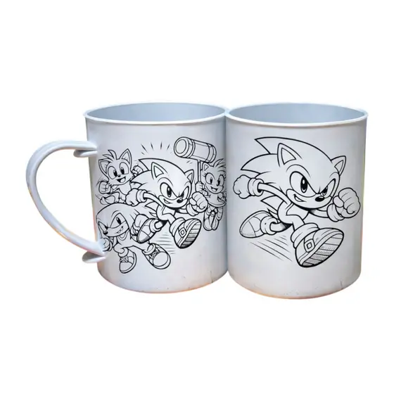 Kit c/ ate 50 Canecas Plasticas Sonic para colorir