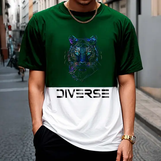 Camiseta Masculina Recortada Lion Manfinity T-shirt 100% Algodão